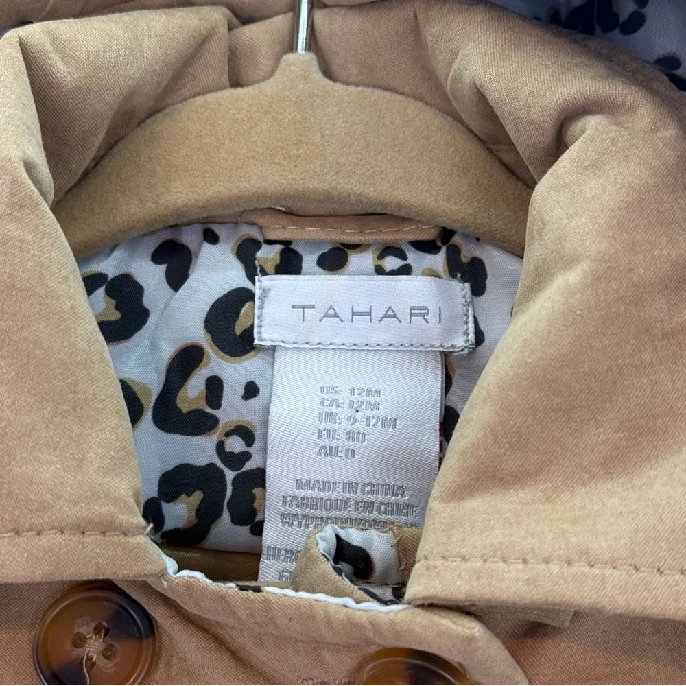 Tahari - Baby Girl Tan hooded jacket trenchcoat style A- line size 12 month‎